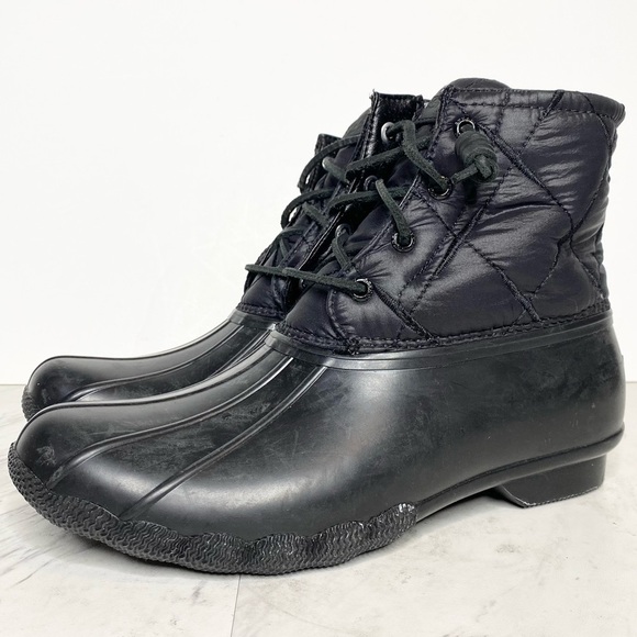 Sperry Saltwater Black Duck Rain Boot 8 1/2 - Picture 1 of 15